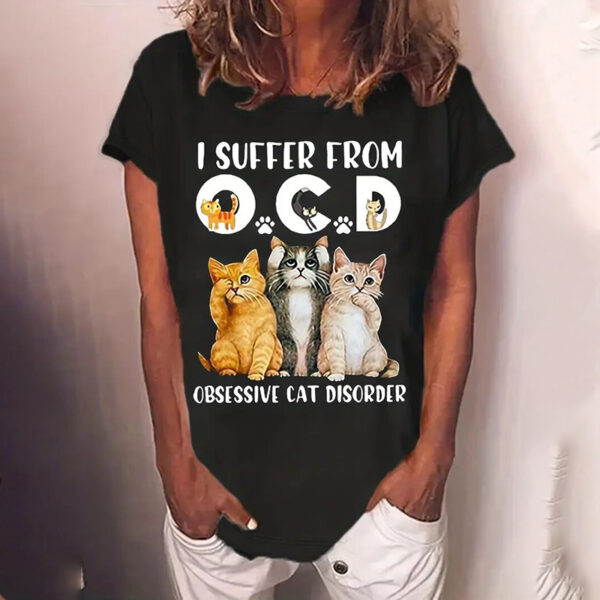 Women's Cute Cat Graphic T-Shirt Casual Crewneck Short Sleeve Summer Top For Cat Lovers And Everyday Wear - Image 10