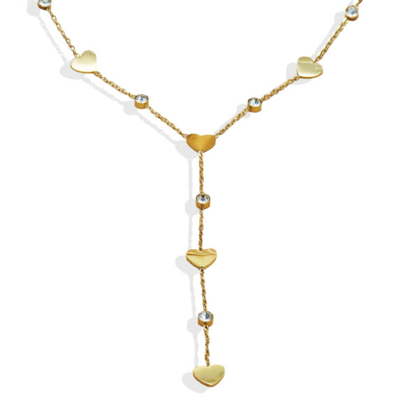 Lxalry 18K Gold Plated Rhinestone Necklace  Recycled Stainless Steel Modern Minimalist Jewelry Hypoallergenic  Ocean Safe Gift For Women Wife Mom Everyday Glam With Golden Hour Glow - Image 2