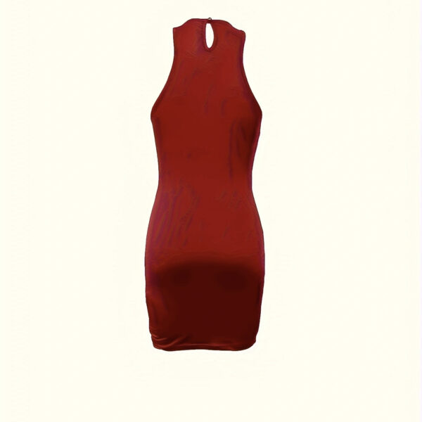 Ladies' Fashionable Solid Color Lace Up Sleeveless Hollow Out Dress - Image 3