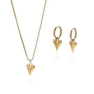 Lxalry 18K Gold Plated Stainless Steel Heart Mirror Jewelry Set  Hypoallergenic Skin Safe Necklace   Earrings For Daily Evening Wear Never Fade Handmade Luxury Gift For Her