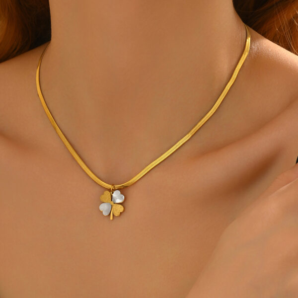 Lxalry 18K Gold Plated Double Luck Necklace  Four Leaf Clover Charm Hypoallergenic Jewelry Tarnish Free Gift For Women Wife Mom  Valentine S Day Birthday Everyday Elegance - Image 2