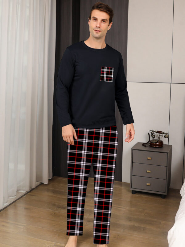 Ice Silk Long Sleeve Long Pants Men's Pajama Set - Image 4