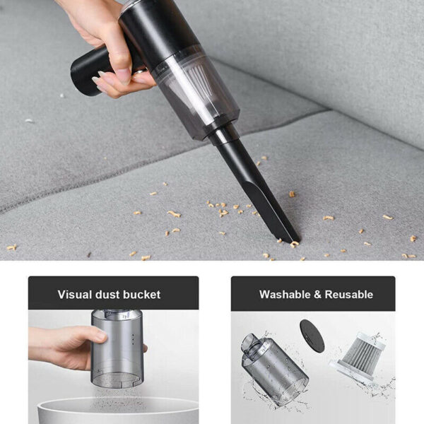 Portable Car Vacuum Cleaner, Handheld Vacuum High Power Cordless, Hand Vacuum Rechargeable Easy To Clean Car Interior, Desktop, Sofa, Keyboard, Drawer And Crevices, Small Spaces - Image 4