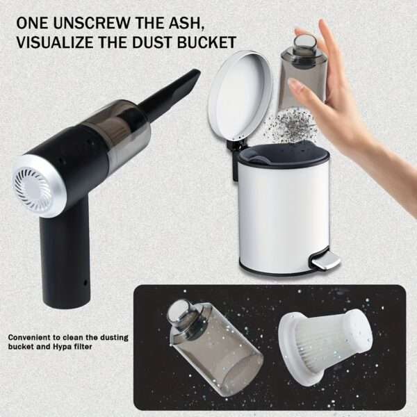 Portable Car Vacuum Cleaner, Handheld Vacuum High Power Cordless, Hand Vacuum Rechargeable Easy To Clean Car Interior, Desktop, Sofa, Keyboard, Drawer And Crevices, Small Spaces - Image 8