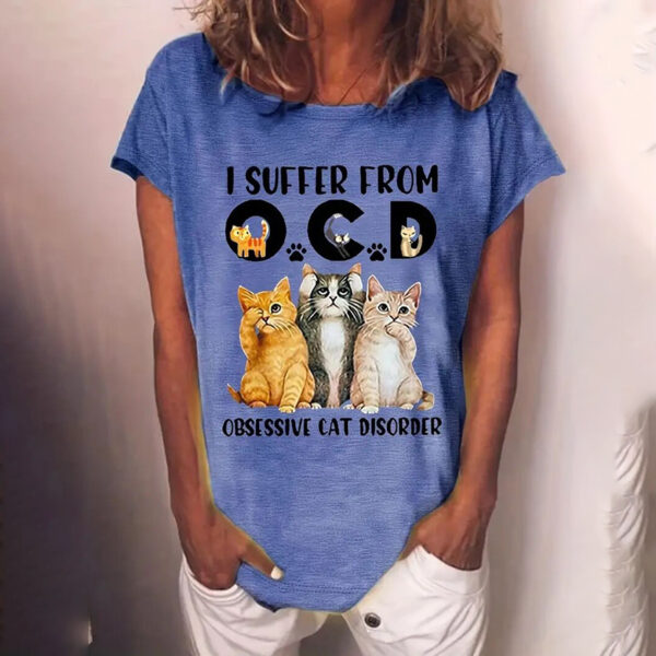 Women's Cute Cat Graphic T-Shirt Casual Crewneck Short Sleeve Summer Top For Cat Lovers And Everyday Wear - Image 5