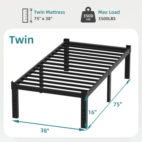 Classic Iron Bed Frame Mattress Under Bed Storage No Box Spring Needed Singe Full Queen King Size Black - Image 9