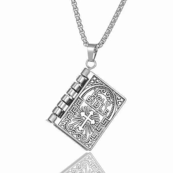 European And American Gothic Style Flip Able Bible Book Cross Necklace - Image 7
