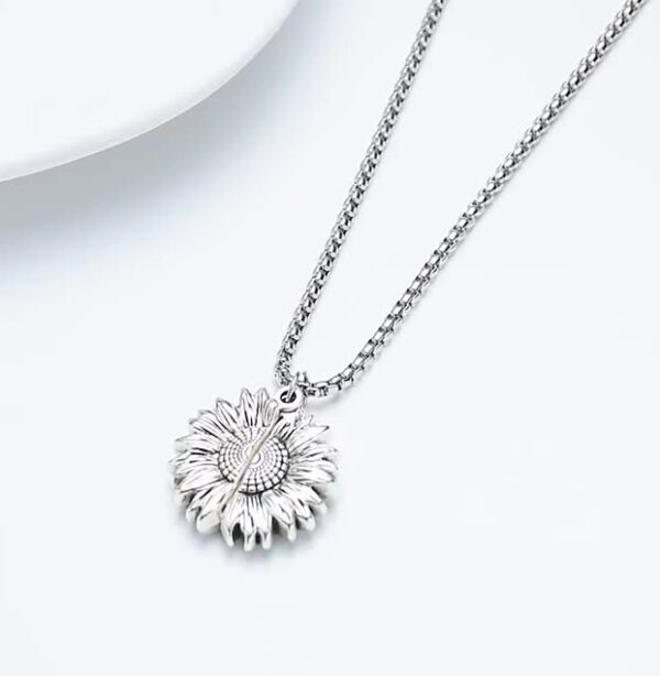 Creative Openable Sunflower Pendant Necklace Fashion Letter Jewelry Gift - Image 3