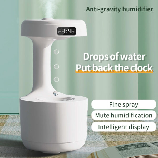 Bedroom Anti-Gravity Humidifier With Clock Water Drop Backflow Aroma Diffuser Large Capacity Office Bedroom Mute Heavy Fog Household Sprayer - Image 4