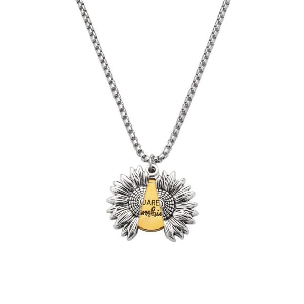 Creative Openable Sunflower Pendant Necklace Fashion Letter Jewelry Gift - Image 5