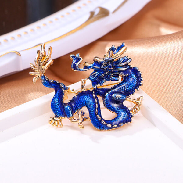 Chinese Ancient Style Zodiac Dragon Enamel Colored Dragon Brooch - Image 2