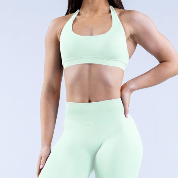 High Elasticity Ultra-fine Matte Nylon Suspender Seamless Sports Underwear Shorts Set With Beautiful Back - Image 6