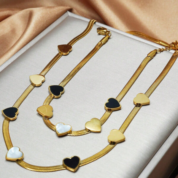 Lxalry 18K Gold Plated Heart Mirror Jewelry Set  Hypoallergenic Skin Safe Necklace   Bracelet For Daily Gifting Never Fade Adjustable Luxury With Precision Inlay Craftsmanship - Image 7