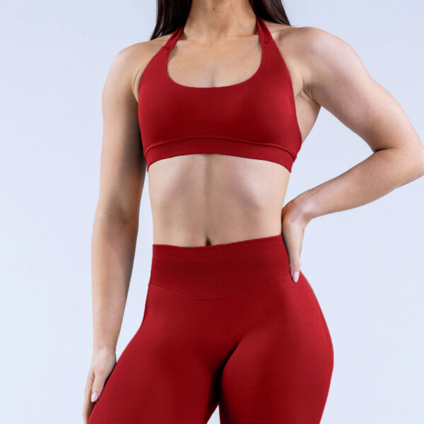High Elasticity Ultra-fine Matte Nylon Suspender Seamless Sports Underwear Shorts Set With Beautiful Back - Image 4