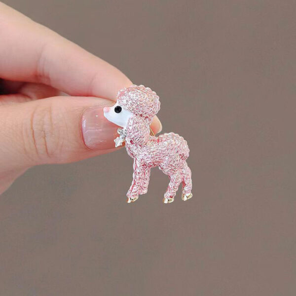 2PCS European And American Personalized Cute Enamel Alloy Poodle Brooch - Image 3