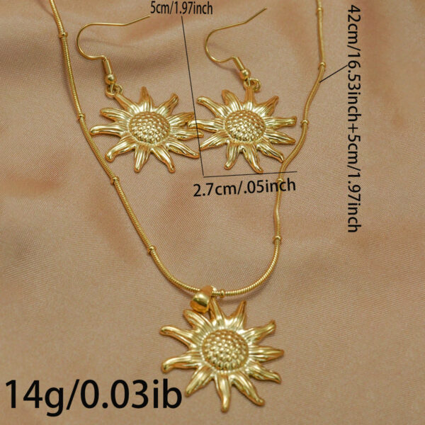 Lxalry 18K Gold Plated Sun Mirror Jewelry Set  Hypoallergenic Skin Safe Necklace   Drop Earrings For Daily Evening  Never Fade Adjustable Luxury Gift With Precision Cast Rays - Image 7
