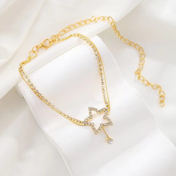 Women's Fashion Personality Five-pointed Star Heart Shape Rhinestone Bead Necklace Anklet - Image 9