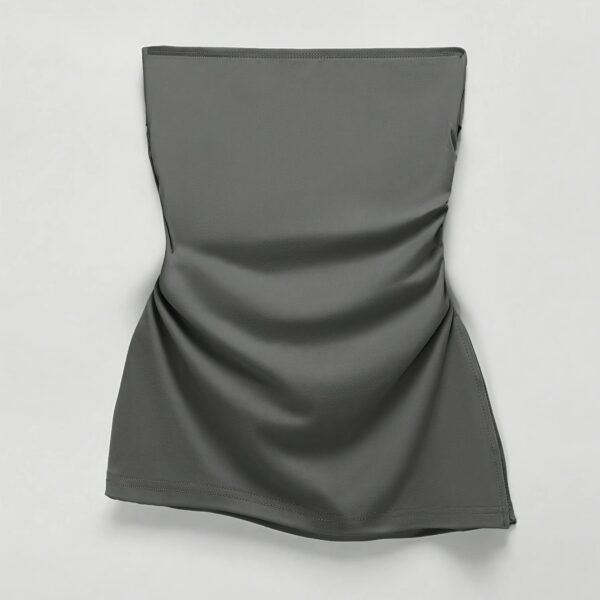 Ladies' Spring And Summer Gray Solid Color Strapless Off Shoulder One Shoulder Casual Versatile Vest Top - Image 3