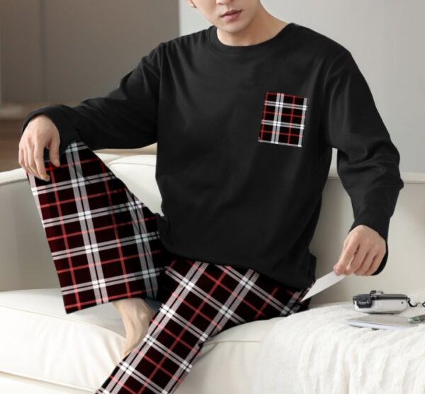 Ice Silk Long Sleeve Long Pants Men's Pajama Set - Image 5
