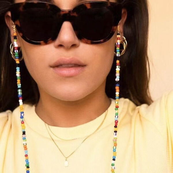Women's Colorful Rice Beads Glasses Necklace Mask Chain Hanging Neck Anti-lost Lanyard Chain