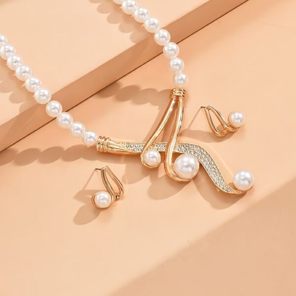 A Round Artificial Pearl Necklace And A Pair Of Geometric Round Artificial Pearl Earrings Are Fashionable, Elegant And Noble, Perfect Gifts For Lovers And Friends. - Image 4