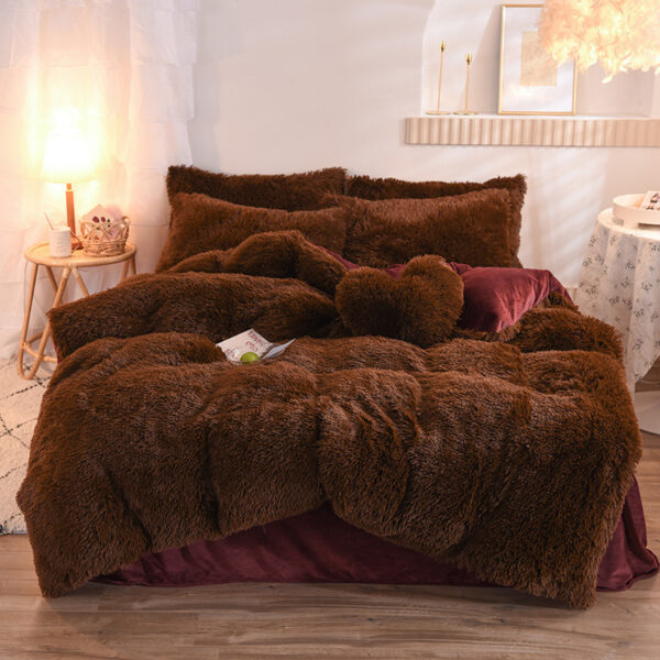 Luxury Thick Fleece Duvet Cover Queen King Winter Warm Bed Quilt Cover Pillowcase Fluffy Plush Shaggy Bedclothes Bedding Set Winter Body Keep Warm - Image 4