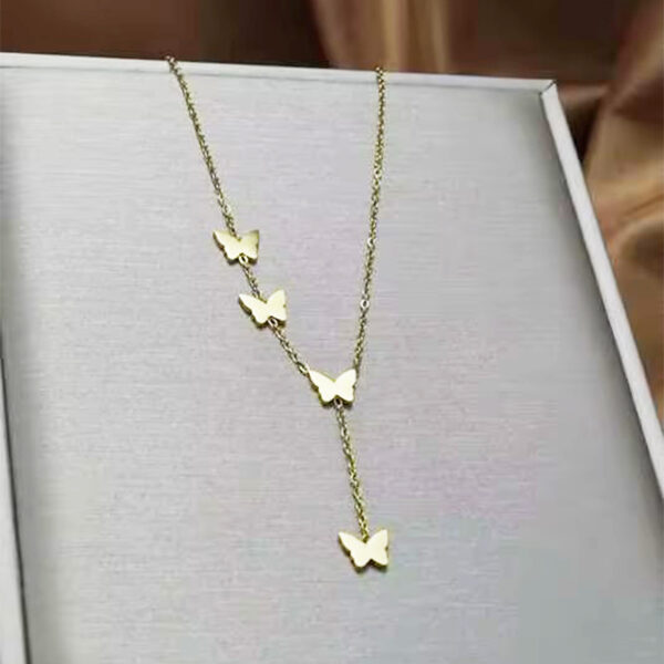 Lxalry 18K Gold Plated Celestial Necklace   Butterfly   Heart Charm Stainless Steel Jewelry  Skin Safe Hypoallergenic Gift For Women Wife Mom  Romantic Everyday   Wedding Glow - Image 4