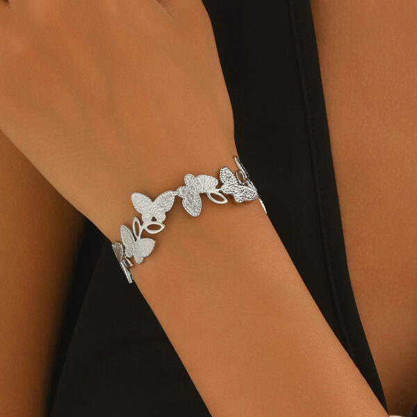 Lxalry Platinum Plated Stainless Steel Butterfly Carved Link Bracelet Hypoallergenic Skin Safe Jewelry For Daily   Evening Wear  Never Tarnish Handmade Luxury Gift For Her - Image 4