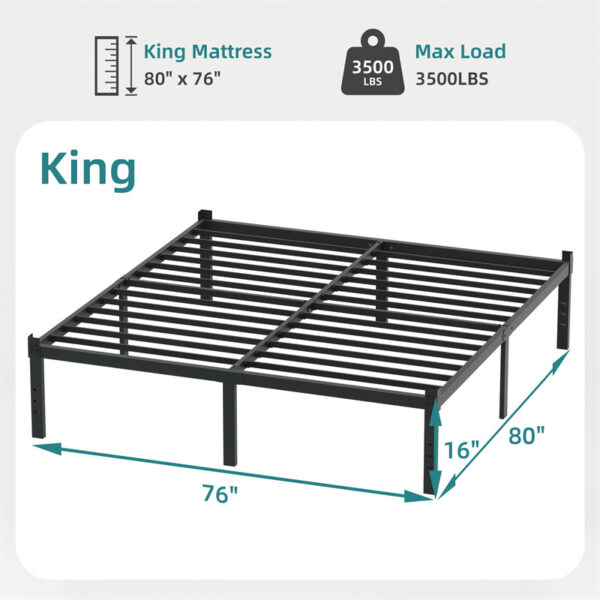 Classic Iron Bed Frame Mattress Under Bed Storage No Box Spring Needed Singe Full Queen King Size Black - Image 5