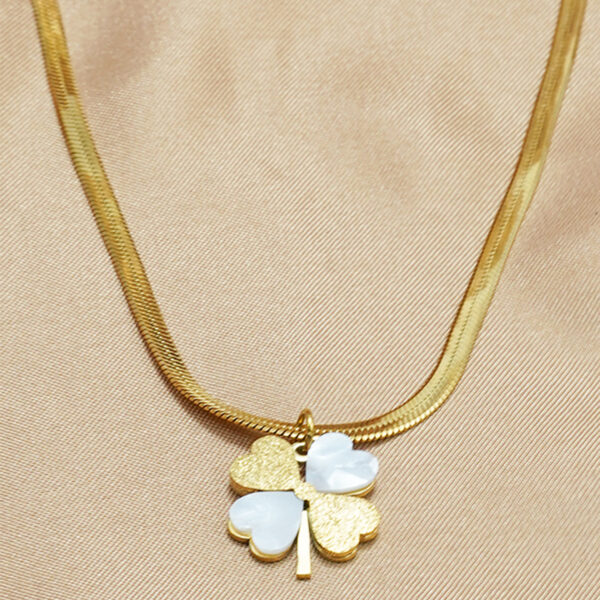 Lxalry 18K Gold Plated Double Luck Necklace  Four Leaf Clover Charm Hypoallergenic Jewelry Tarnish Free Gift For Women Wife Mom  Valentine S Day Birthday Everyday Elegance - Image 4
