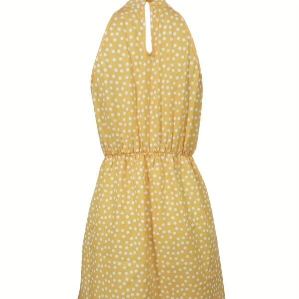 Ladies' European And American Fashion Sexy Vacation Round Neck Chest Hollow Inverted V Waist Dress - Image 3