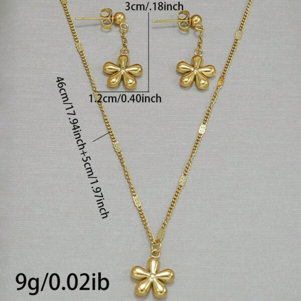 Lxalry 18K Gold Plated Floral Carved Mirror Jewelry Set  Hypoallergenic Skin Safe Necklace   Earrings For Daily Evening  Never Fade Luxury Gift With Precision Cast Petals - Image 6
