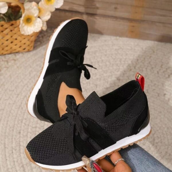 New Lace Up Mesh Flats Shoes For Women Breathable Casual Breathable Walking Wedges Shoes - Image 5