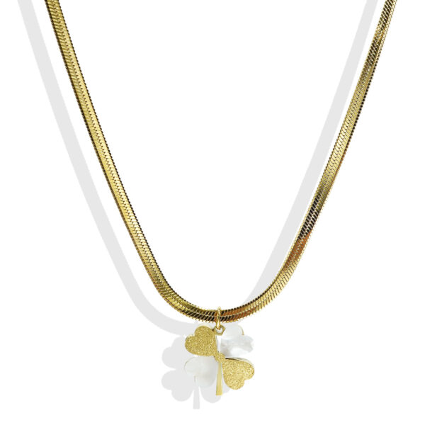 Lxalry 18K Gold Plated Double Luck Necklace  Four Leaf Clover Charm Hypoallergenic Jewelry Tarnish Free Gift For Women Wife Mom  Valentine S Day Birthday Everyday Elegance - Image 3