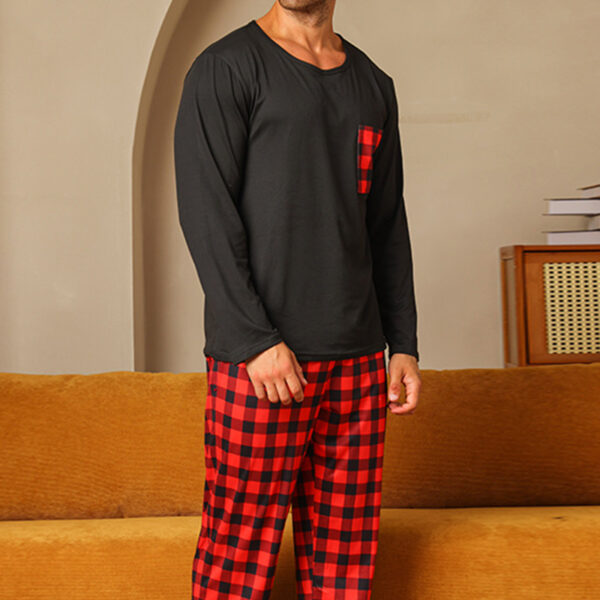 Ice Silk Long Sleeve Long Pants Men's Pajama Set - Image 5