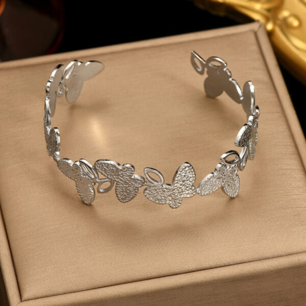 Lxalry Platinum Plated Stainless Steel Butterfly Carved Link Bracelet Hypoallergenic Skin Safe Jewelry For Daily   Evening Wear  Never Tarnish Handmade Luxury Gift For Her - Image 3