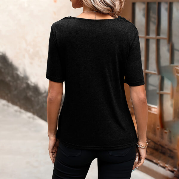 Women's Summer Short Sleeve Top Cowl Neck, Slim Fit, Elegant Casual T-Shirt For Daily Wear - Image 9