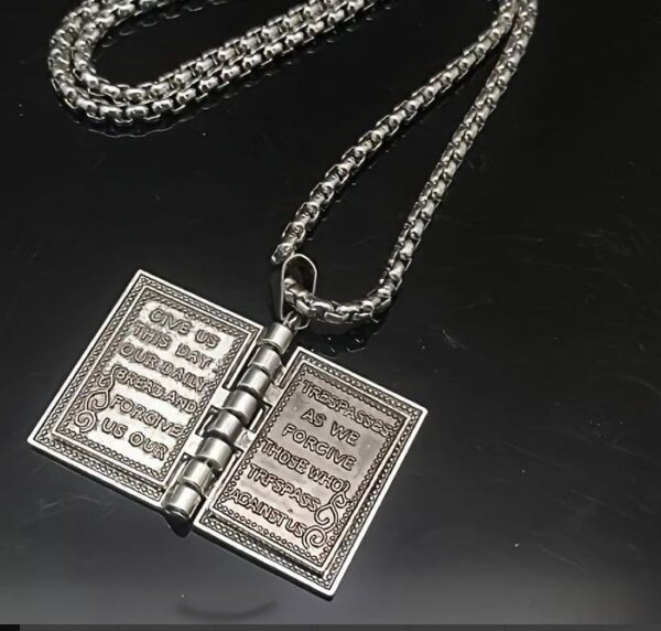 European And American Gothic Style Flip Able Bible Book Cross Necklace