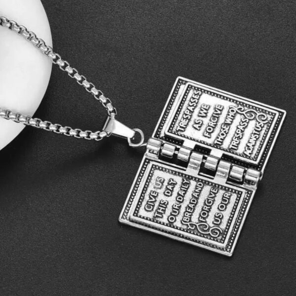 European And American Gothic Style Flip Able Bible Book Cross Necklace - Image 6