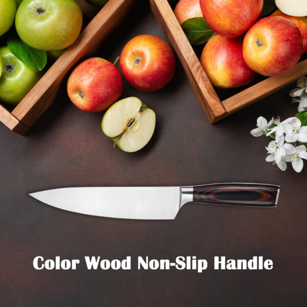 Kegani Japanese Chef Knife 8 Inch - Chefs Knife High Carbon Stainless Steel Knife Kitchen Cooking Knife - Rosewood FullTang Sharp Knife With Sheath - Image 3