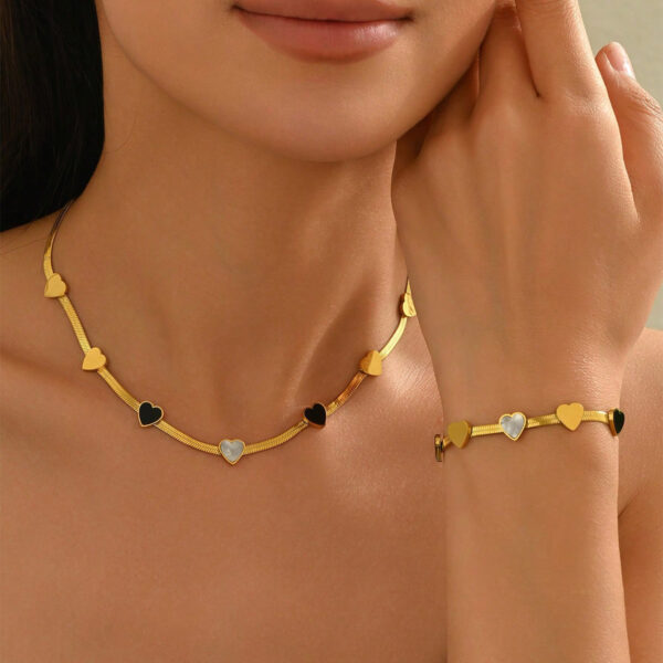 Lxalry 18K Gold Plated Heart Mirror Jewelry Set  Hypoallergenic Skin Safe Necklace   Bracelet For Daily Gifting Never Fade Adjustable Luxury With Precision Inlay Craftsmanship - Image 4