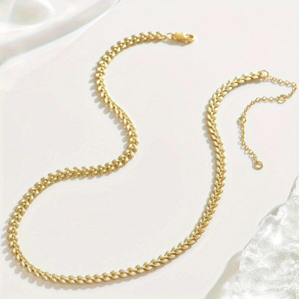 Luxury Chain Necklace Retro Geometric Wheat Leaf Design  Stylish Spring Summer Accessories, Everyday  Party Wear Gift Idea - Image 3