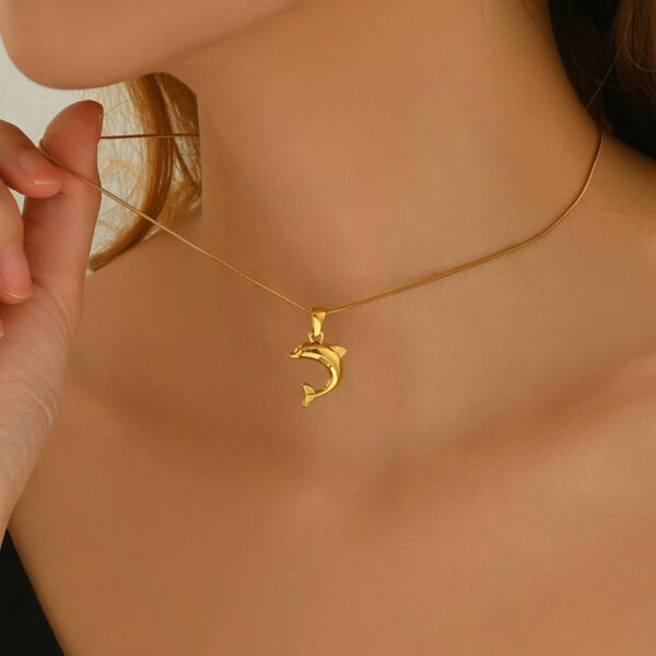 Lxalry 18K Gold Plated Heart Dolphins Mirror Jewelry Set  Hypoallergenic Skin Safe Necklace   Stud Earrings For Couple S Gift Daily Wear  Never Fade Adjustable Luxury With Precision Cast Symmetry - Image 7