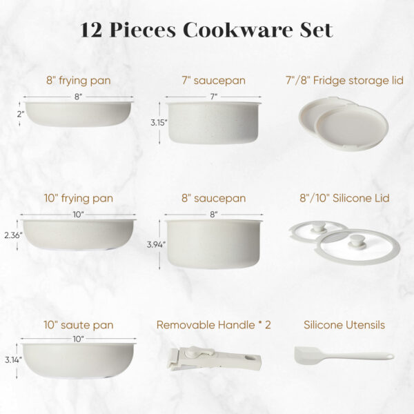 12 POTS And Pans Set, Non-stick Kitchen Cookware Set - Image 10