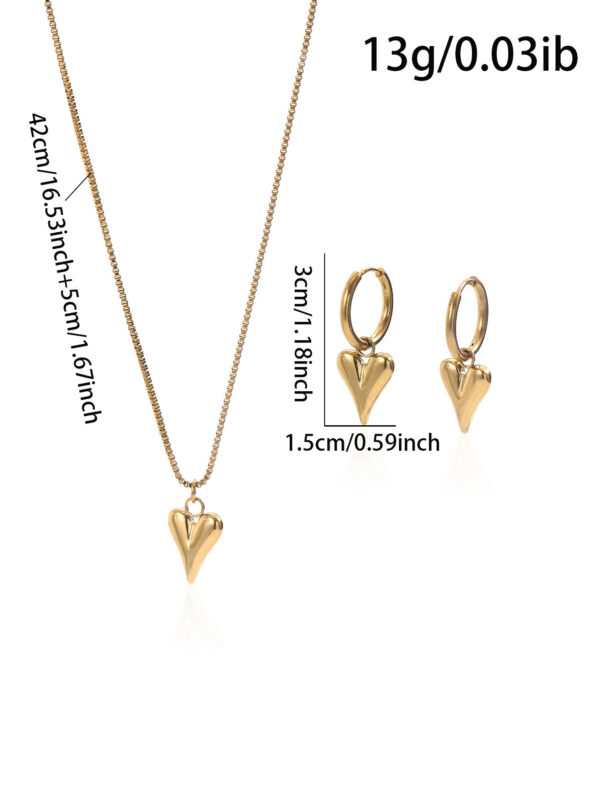 Lxalry 18K Gold Plated Stainless Steel Heart Mirror Jewelry Set  Hypoallergenic Skin Safe Necklace   Earrings For Daily Evening Wear Never Fade Handmade Luxury Gift For Her - Image 4
