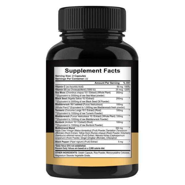 Black Seed Oil Bladder Wrack Turmeric 16-in-1 Supplements Joint Support Sea Moss Capsule - Image 2