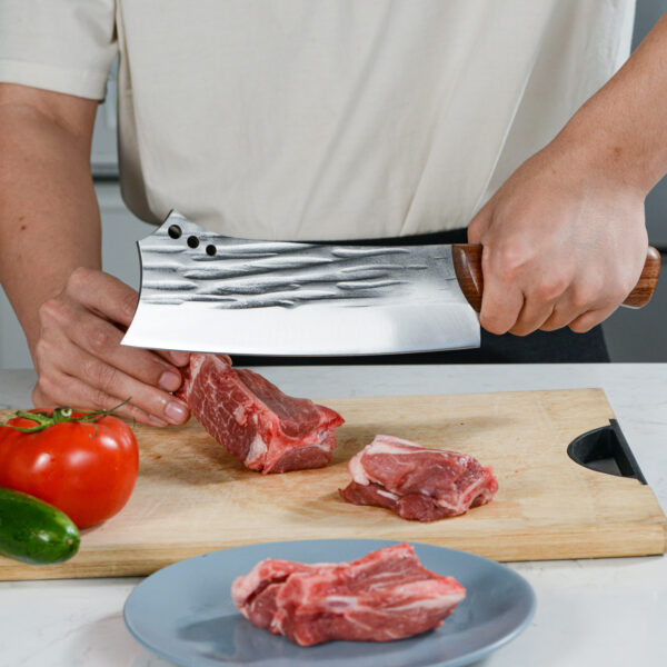 Kegani Meat Cleaver Knife - Heavy Duty Bone Chopper - 1.4 Lbs Butcher Knife Bone Knife - High Carbon Steel Butcher Knife For Meat Cutting, Bone Cutting - Image 2