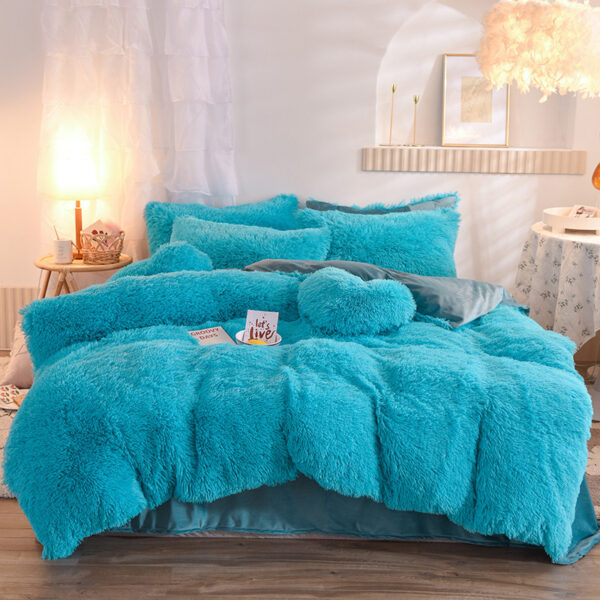 Luxury Thick Fleece Duvet Cover Queen King Winter Warm Bed Quilt Cover Pillowcase Fluffy Plush Shaggy Bedclothes Bedding Set Winter Body Keep Warm - Image 5