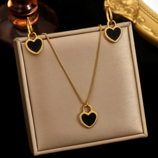 Lxalry 18K Gold Plated Stainless Steel Heart Mirror Jewelry Set  Hypoallergenic Skin Safe Necklace   Earrings For Daily Evening Never Fade Luxury Gift For Her - Image 5