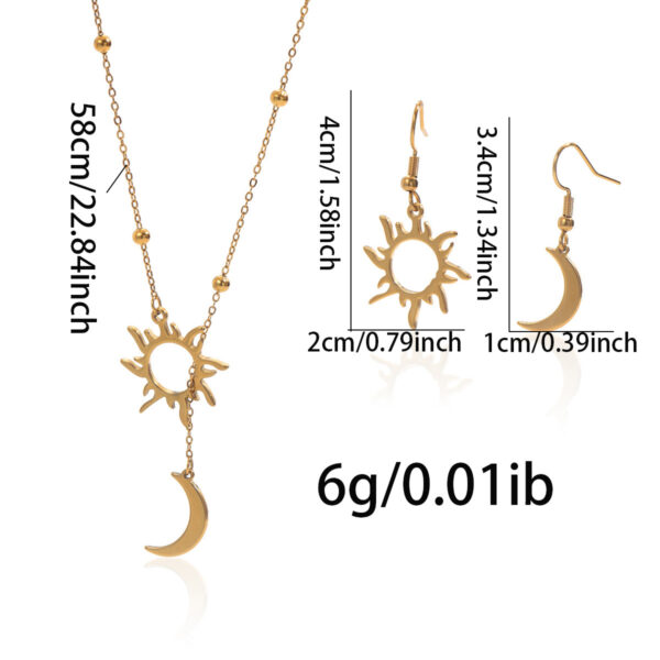 Lxalry 18K Gold Plated Sun  Moon Jewelry Set Mirror Polish Hypoallergenic Necklace  Earrings For Daily Evening Never Fade Luxury Gift With Celestial Symmetry - Image 2